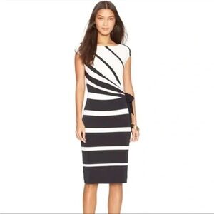 Ralph Lauren Black and White Striped Dress 10p